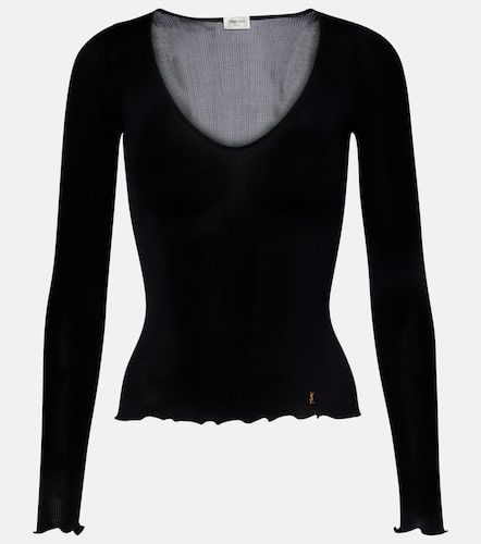 Saint Laurent Top côtelé en soie - Saint Laurent - Modalova