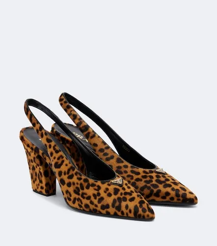 Escarpins slingback en cuir façon poulain - Prada - Modalova