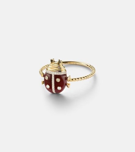 Yvonne Léon Bague Coccinelle Mini en or 9 ct, agate et diamants - Yvonne Leon - Modalova