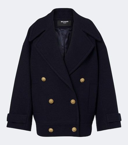 Caban oversize en laine vierge - Balmain - Modalova