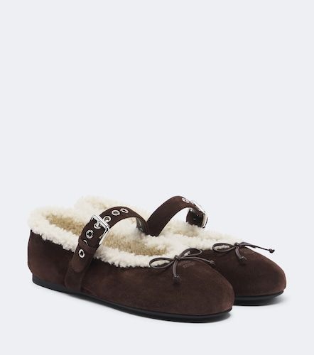 Ballerines en daim et shearling - Miu Miu - Modalova