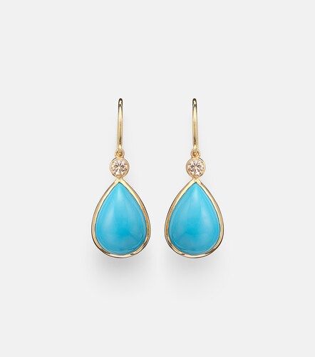 Boucles d’oreilles en or 14 ct, turquoises et diamants - Ileana Makri - Modalova