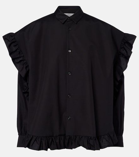 Kei Ninomiya Blouse en coton à volants - Noir Kei Ninomiya - Modalova