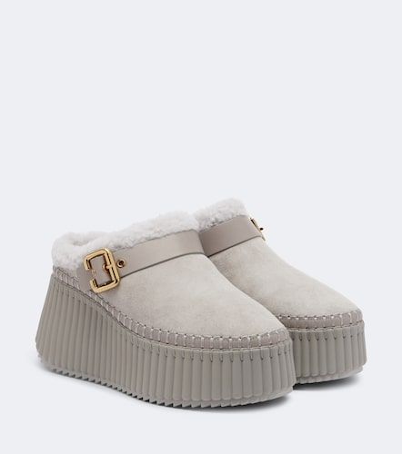 Chloé Mules compensées Nama en daim - Chloe - Modalova