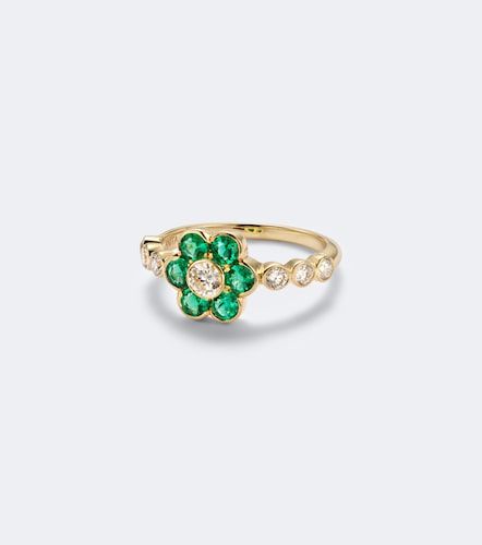Bague Flora en or 18 ct, émeraudes et diamants - Anita Ko - Modalova