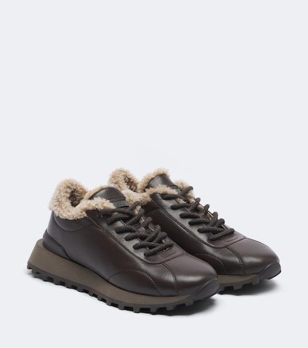 Baskets Monili en cuir et shearling - Brunello Cucinelli - Modalova