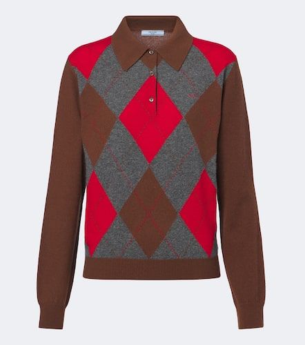 Polo en cachemire à motif argyle - Prada - Modalova