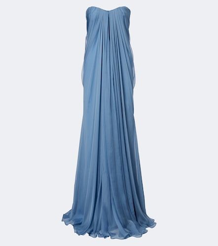 McQueen Robe longue bustier en soie - McQueen - Modalova