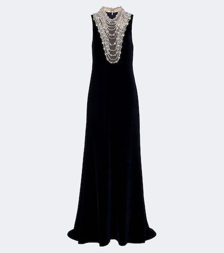 Robe longue en velours à cristaux - Costarellos - Modalova