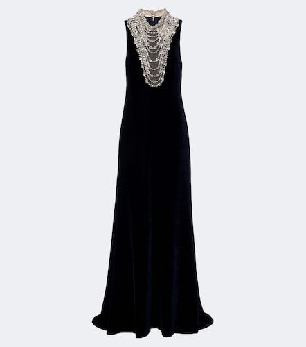 Robe longue en velours à cristaux - Costarellos - Modalova