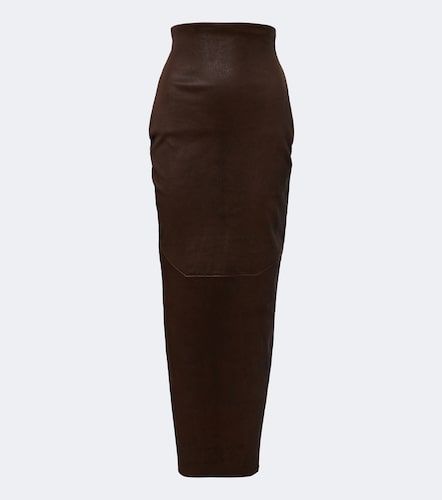 Jupe midi Dirt Pillar en cuir et coton mélangé - Rick Owens - Modalova