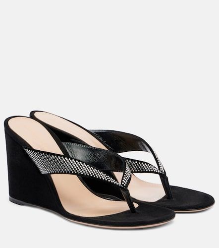 Mules compensées en daim à ornements - Gianvito Rossi - Modalova