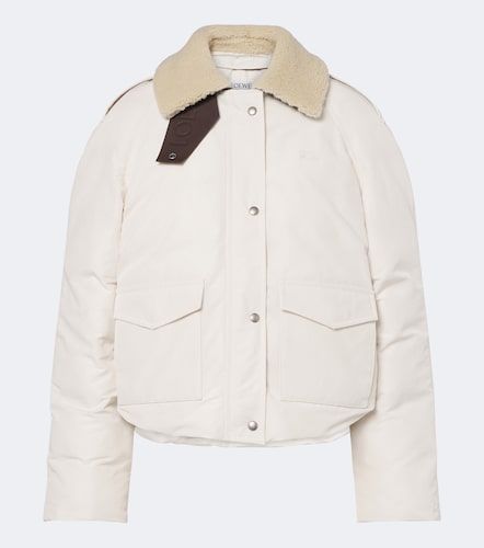 Veste blouson en coton mélangé et shearling - Loewe - Modalova