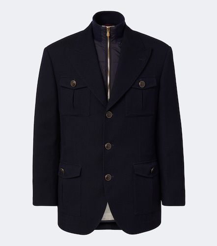 Veste en laine et coton à motif chevrons - Brunello Cucinelli - Modalova