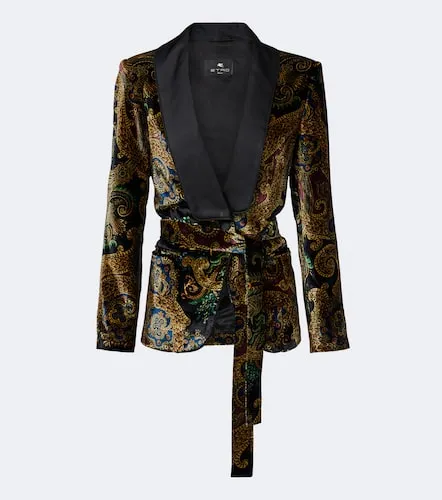Blazer ceinturé en velours et satin - Etro - Modalova