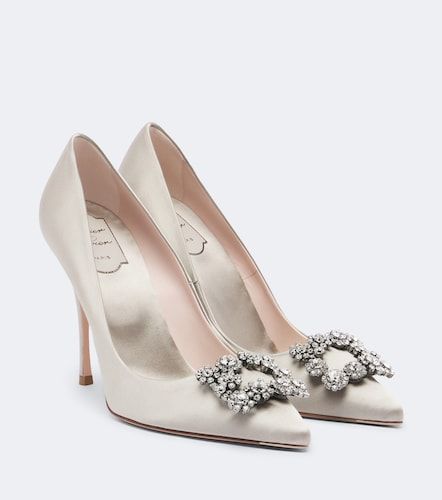 Escarpins Flower Strass en satin - Roger Vivier - Modalova