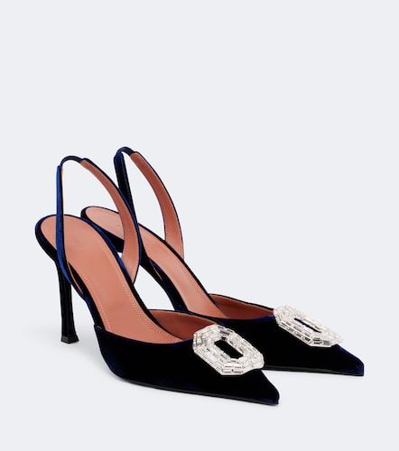 Escarpins slingback Camelia en velours à ornements - Amina Muaddi - Modalova