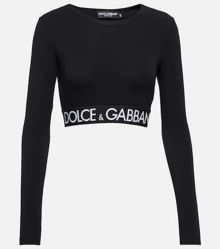 Top raccourci en coton mélangé à logo - Dolce&Gabbana - Modalova
