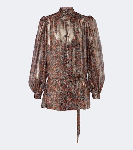 Blouse en lamé de soie mélangée à fleurs - Valentino Garavani - Modalova