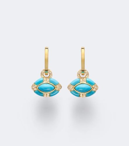 Boucles d'oreilles Riviera Petite en or 18 ct, turquoises et diamants - Shay Jewelry - Modalova