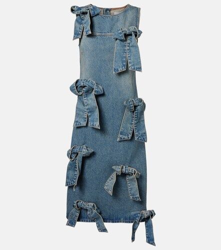 Ganni Robe midi en denim à nœuds - Ganni - Modalova