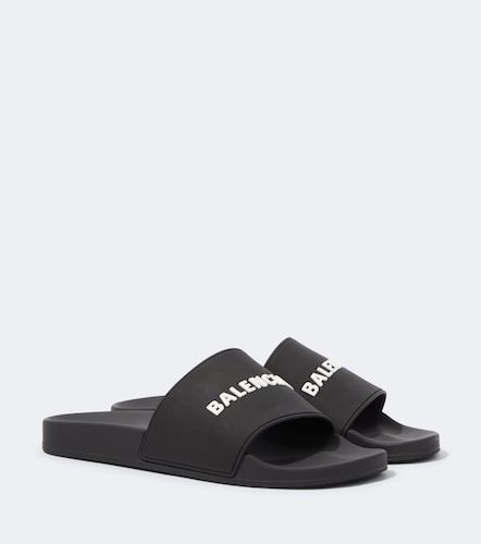 Mules Pool en caoutchouc à logo - Balenciaga - Modalova