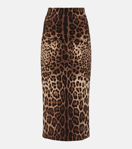 Jupe crayon en laine à motif léopard - Dolce&Gabbana - Modalova