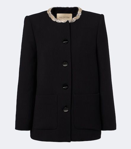 Veste en crêpe de laine vierge à ornements - Valentino Garavani - Modalova