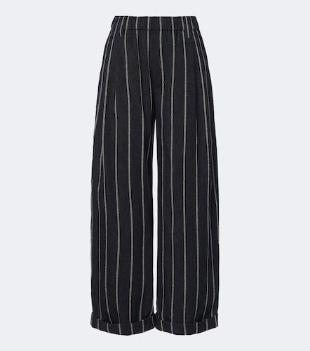Pantalon ample en coton et lin à rayures - Brunello Cucinelli - Modalova
