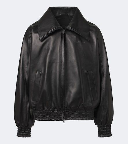 Veste bomber en cuir à logo - Balenciaga - Modalova