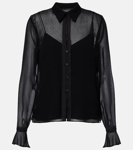 Gucci Chemise en soie à dentelle - Gucci - Modalova