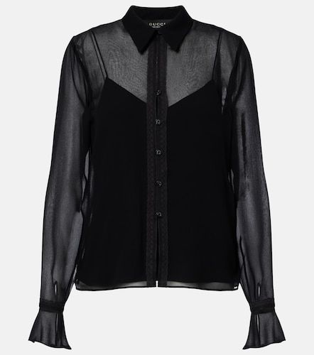 Gucci Chemise en soie à dentelle - Gucci - Modalova