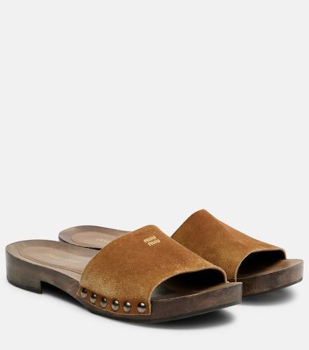 Miu Miu Mules en daim  logo - Miu Miu - Modalova