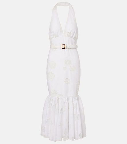 Robe midi en lin et coton à broderies anglaises - Self-Portrait - Modalova