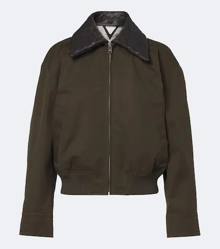 Veste blouson en coton et cuir Intrecciato - Bottega Veneta - Modalova