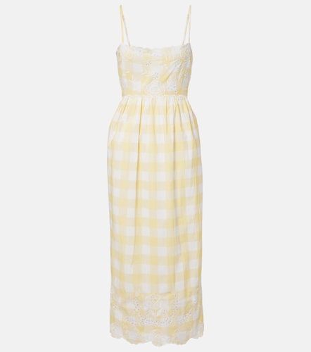 Robe midi en coton à carreaux et broderie - Juliet Dunn - Modalova