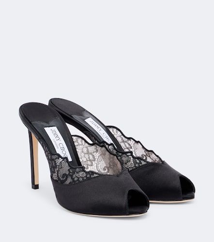Mules Brigitte en satin à dentelle - Jimmy Choo - Modalova