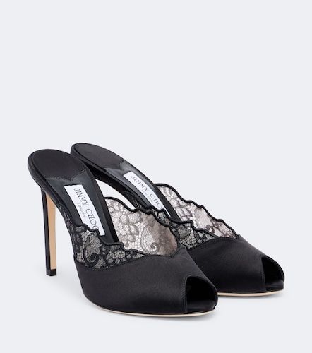 Mules Brigitte en satin à dentelle - Jimmy Choo - Modalova