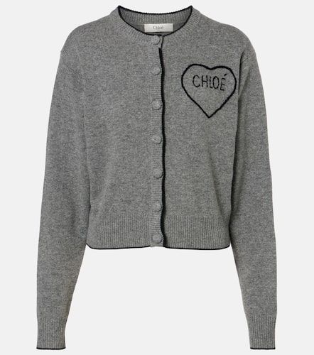 Chloé Cardigan en laine et cachemire à logo - Chloe - Modalova