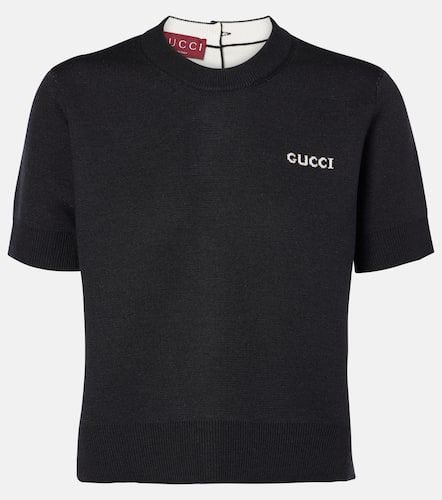 T-shirt en coton, laine et soie mélangés - Gucci - Modalova