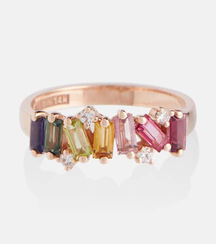 Bague Rainbow en or rose 14 ct à diamants et saphirs - Suzanne Kalan - Modalova