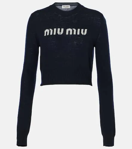 Pull en laine et cachemire à logo - Miu Miu - Modalova