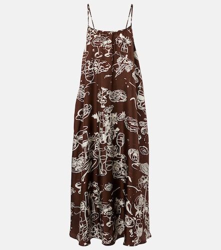 Robe longue Napoli en soie imprimée - Asceno - Modalova