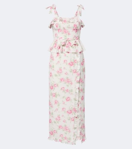 Robe midi en soie à fleurs - Alessandra Rich - Modalova