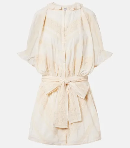 Robe chemise brodée en coton - Juliet Dunn - Modalova
