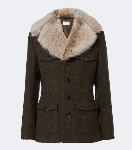 Veste en laine mélangée et shearling - Saint Laurent - Modalova
