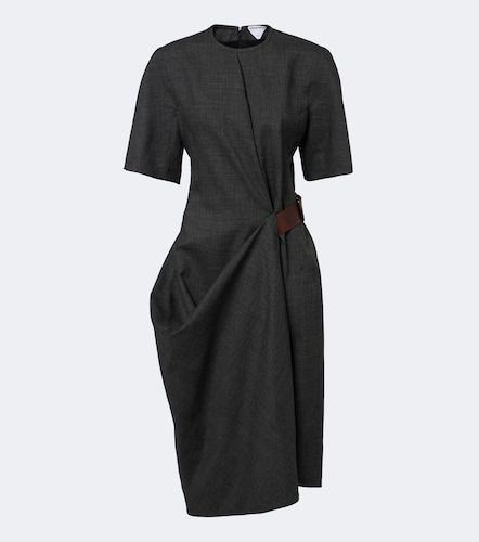 Robe midi à ceinture en laine - Bottega Veneta - Modalova