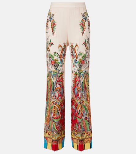 Pantalon palazzo en soie à motif floral - Etro - Modalova