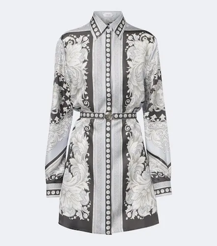 Robe chemise en sergé de soie à imprimé - Versace - Modalova
