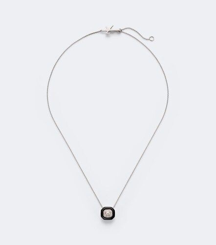 Collier Oui en or blanc 18 ct, émail noir et diamants - Nikos Koulis - Modalova